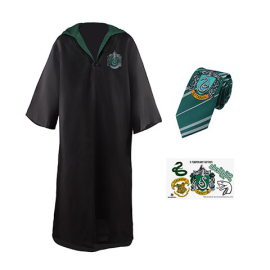 Slytherin Costume Pack: Wizard Robe + Tie + 5 Tattoos - Harry Potter 