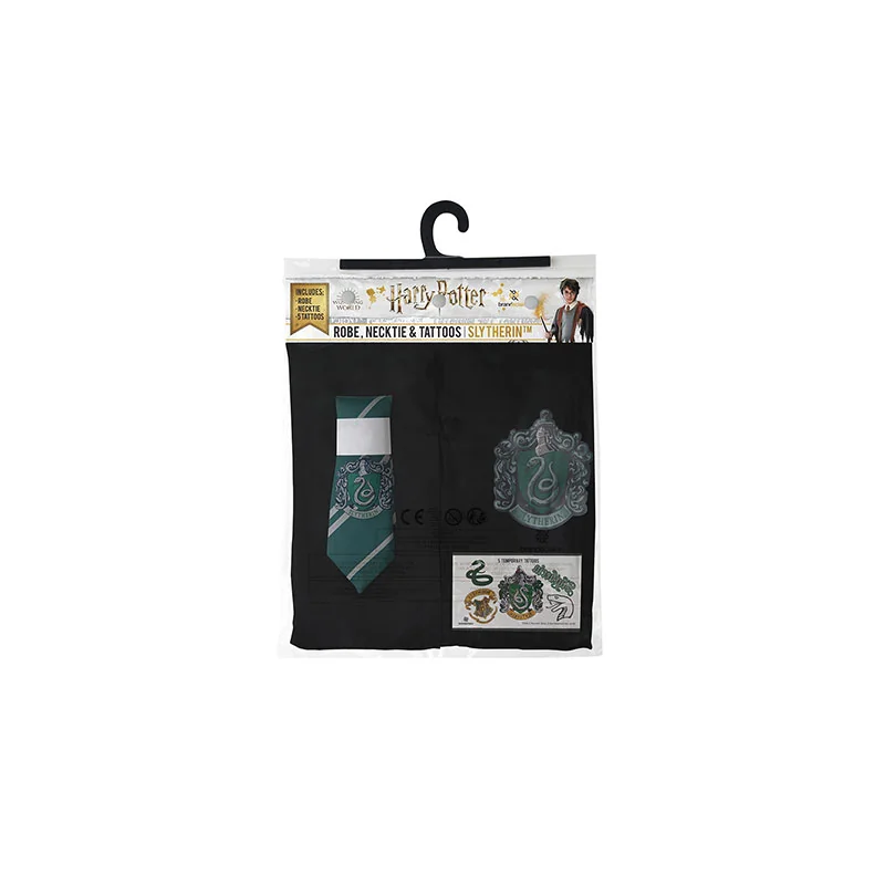 Slytherin Costume Pack: Wizard Robe + Tie + 5 Tattoos - Harry Potter MNS