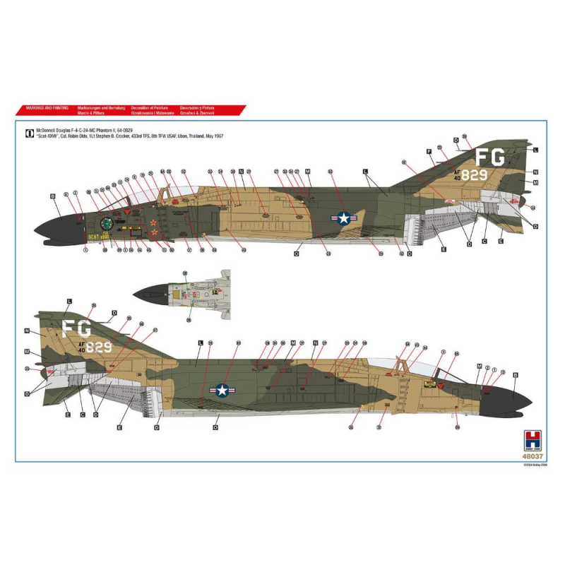 Hobby 2000: 1/48; F-4C Phantom II - Vietnam Aces vol.1 (Academy + Cartograf + Masks) Airplane model kit