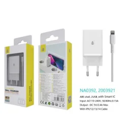 Charger With Cable IP 5 to 14-2USB-2.4A -White-NA0392 