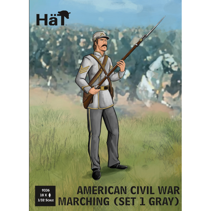 ACW Marching set 1 molded in Light gray color like ACW Confederates Figures 