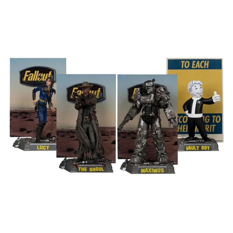 Fallout pack 4 Movie Maniacs statuettes Lucy, Maximus, The Ghoul & Vault Boy 15 cm Figurine 