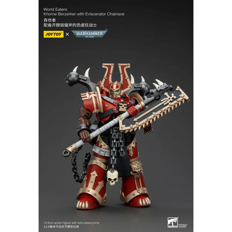 Warhammer 40k Figure 1/18 World Eaters Khorne Berzerker with Eviscerator Chainaxe 13 cm Figurines