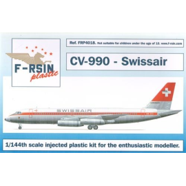 Convair CV-990. Decals Swissair, laser-printed decals Airplane model kit