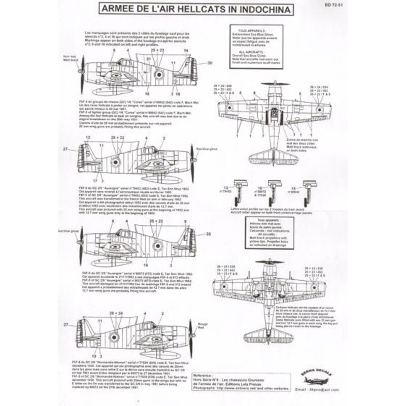 Grumman F6F-5 Hellcat armee de l′air in indochina (4 schemes)
