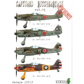 Decals Captured Butcherbirds Part 6 (4) Fw 190D-9 captured by Soviets March 1945. Standard camo with red stars. Fw 190F-8 Served