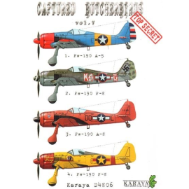 Decals Colourful Captured Butcherbirds Part 5 (4) Fw 190A-5 captured by 325th GF and painted blue fuselage and top of wing, grey