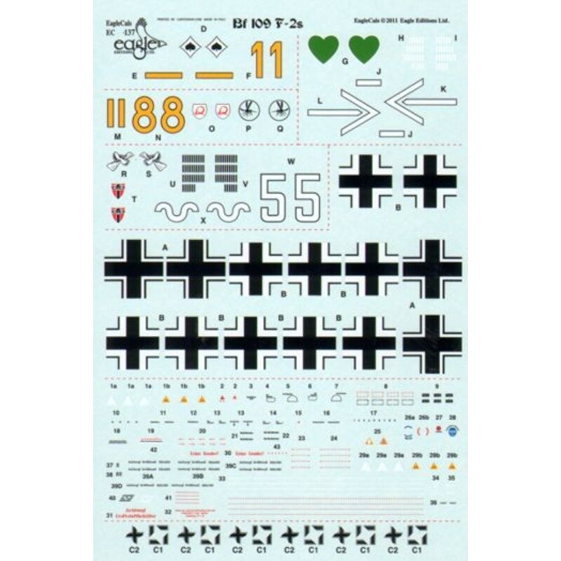 Messerschmitt Bf 109F-2 includes.... ′Yellow 8′ Fw. Heinz Jahner 9./JG 2 ′Yellow 1′ Uffz. Felix Sauer 6./JG 53 ′ - + -′ Major H