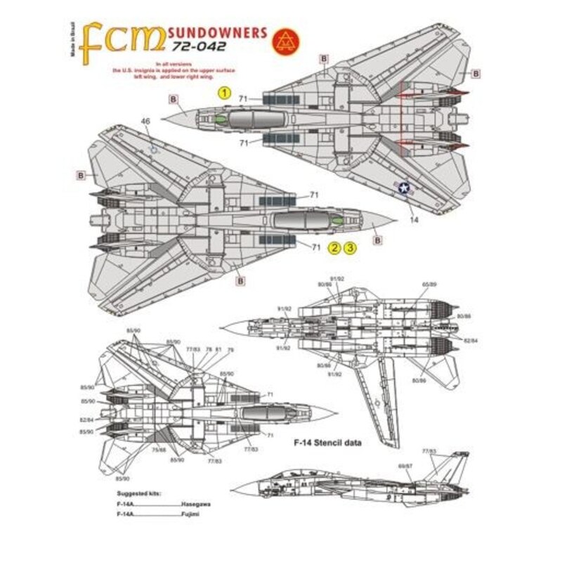 Grumman F-14A Tomcat Part 2 VF-111 Sundowners (3) 162594 NL/200 CAG USS Kitty Hawk overall Lt Gull Grey with coloured markings; 