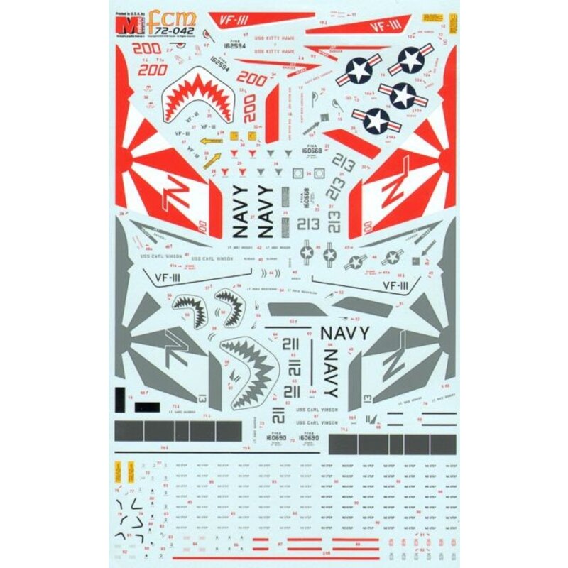 Grumman F-14A Tomcat Part 2 VF-111 Sundowners (3) 162594 NL/200 CAG USS Kitty Hawk overall Lt Gull Grey with coloured markings; 