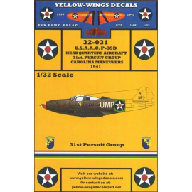 Decals USAAC P-39D (designed to be assembled with model kits from Special Hobby) 