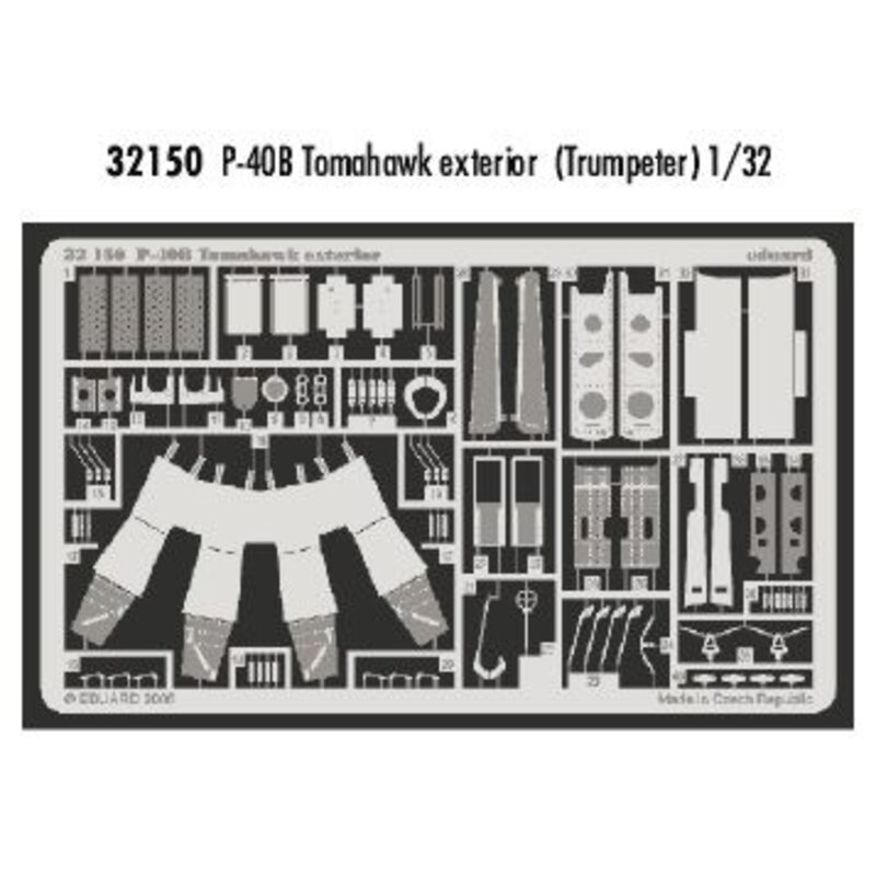 Curtiss P-40B Tomahawk exterior (designed to be assembled with model kits from Trumpeter)