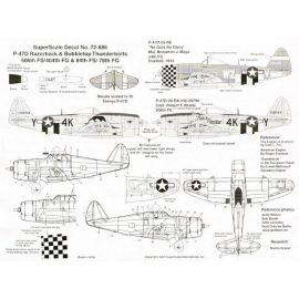 Decals Republic P-47D Thunderbolt Bubbletops (2) 42-26567 WZ-V 84 FS/78 FG Maj B.J.Mayo `No Guts No Glory′ DuxFord 1944 RAF Dk G