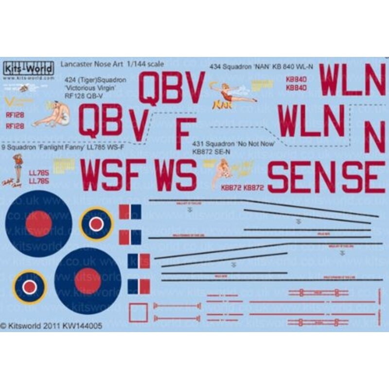 Avro Lancaster Mk.I/III/X (4) Mk.I RF128 QB-V 424 (Tiger) Squadron - ′Victorious Virgin′; Mk.III LL785 WS-F ′Fanlight Fanny′; Mk