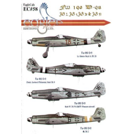 Focke-Wulf Fw 190D-9 (4) Brown 18 7/JG26 Lt Seyd black/white fuselage band; Black -+- JG4; Black 1+~ Stab IV/JG51 currently on