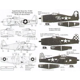 Grumman F6F-5P/5N Hellcats (3) White 135 VF-84 USS Bunker Hill vertical arrow on fin; White 2 VF-46 USS Independence white check