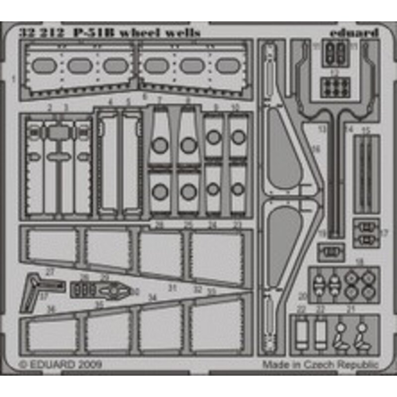 North American P-51B Mustang wheel wells (designed to be assembled with model kits from Trumpeter)