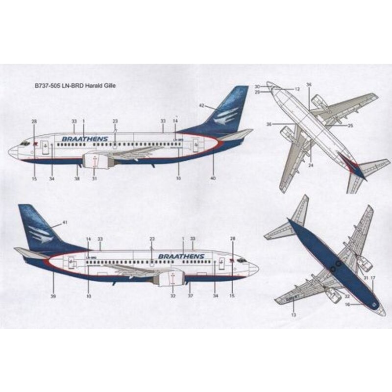 Boeing 737-400/737-500 and 737-700 Braathens in the northern light scheme (for Minicraft Revell and Skyline kits)