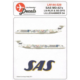 Decals McDonnell-Douglas MD-82 SAS 1994 winter Olympic Games special livery SE-DFS and LN-RLR Lillehammer 94. 