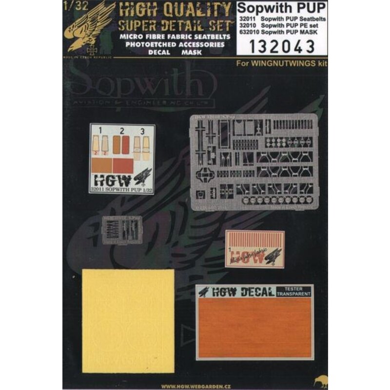 Sopwith PUP SUPER DETAIL SET (for Wingnut Wings kits) includes HGW32011 Sopwith PUP seat belts (micro fibre) HGW32010 Sopwith PU