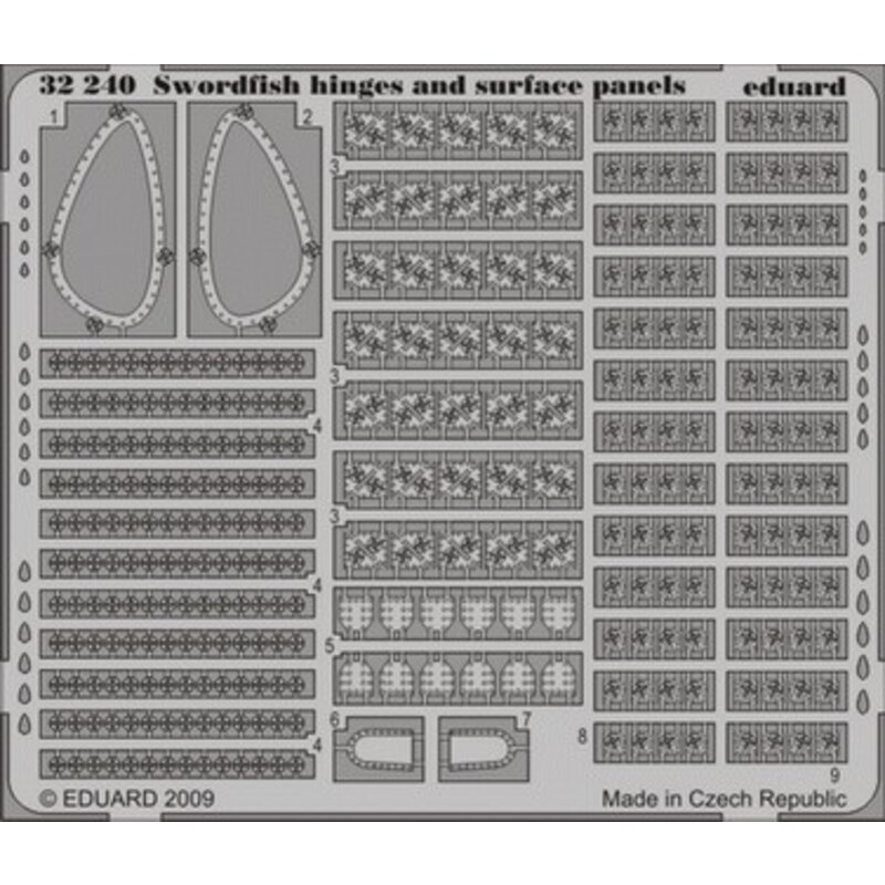 Fairey Swordfish hinges and surface panels (designed to be assembled with model kits from Trumpeter)