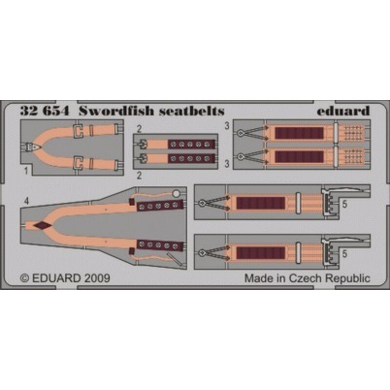 Fairey Swordfish seatbelts PRE-PAINTED IN COLOUR! (designed to be assembled with model kits from Trumpeter)