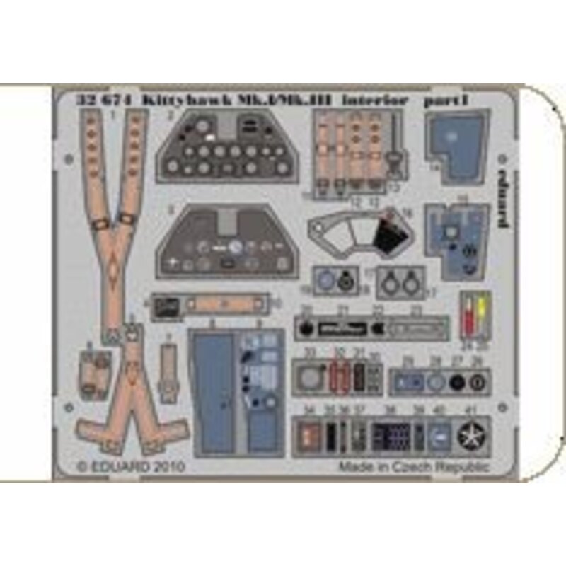 Curtiss Kittyhawk Mk.I/Mk.III interior (self adhesive) (designed to be assembled with model kits from Hasegawa)