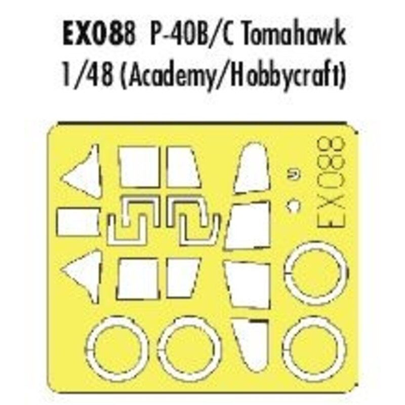 Curtiss P-40B/C Tomahawk canopy fame and wheels etc (designed to be assembled with model kits from Academy and Hobbycraft) (made