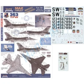 Lockheed Martin F-16C Nose Art 363TFW Part 5. (3) 83-150/SW `Max Thrust′ 84-241/SW `Hooters Standards′ 84-244/SW `Eat My Shorts 