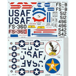 Decals Republic F-84E Thunderjet over Korea (4) 49-2360 FS-360 182FBS Miss Jacque II/Kay-Allen Korea Jan 52 51-496 FS-496-B 196F