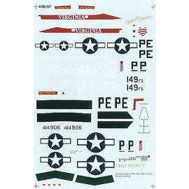 Decals Lockheed Martin F-16C and North American P-51D. (2) 328FS Virginia ANG. Painted with a blue nose and fin and named Cripes