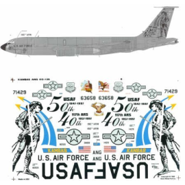 Decals Boeing KC-135D/E (3) 117thARS Kansas Coyotes. 63-8059 40/50th Anniversary with large Minute Man (23ft high) on fin. At Fa
