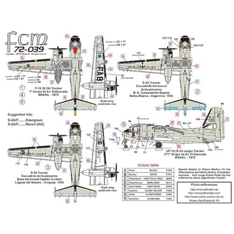 Latin American S-2A/F Trackers (4) Brasil P-16 7028 1/1 Gp de Av Embarcada 1976 P-16 7018 2/1 Gp de Av Embarcada 1976 Argentina 