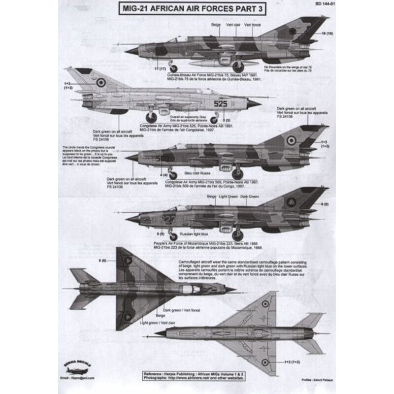 African Air Forces Mikoyan MiG-21 Part 3 : MiG-21bis 509 & 525 Congo-Brazzaville, MiG-21R ER-101 & MiG-21bis ER-102 Eritrea, MiG