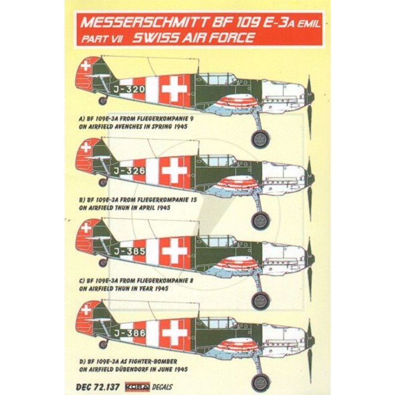 Messerschmitt Bf 109E-3A Emil Part VII (Swiss Air Force) 