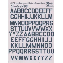 USAF modern letters and numbers. Guship Grey. Standard or Stencil styles.