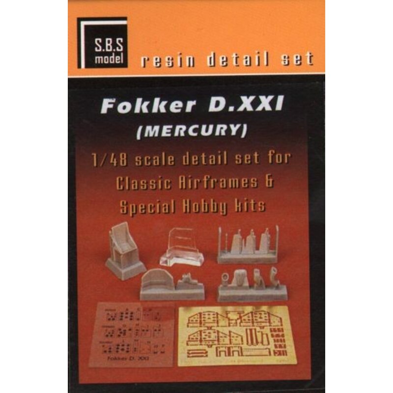 Fokker D.XXI detail set (designed to be used with Classic Airframes and Special Hobby kits) 