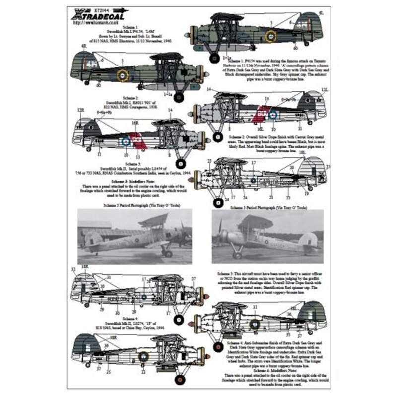 Decals Fairey Swordfish Mk.I/Mk.II/Mk.III Part 1 (8) 4A 815 NAS Lt.Cdr K. Williamson HMS Illustrious Taranto 11/12 November 1940