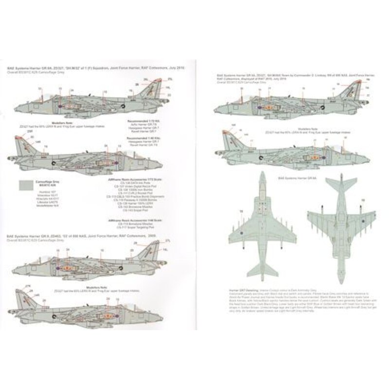 UK Air Arm Update Part 5 2010 (12) BAe Harrier GR.9 (3) ZD327 JX-B/32 1 (F) Sqn 2010; ZD463/52 800 NAS 2009; ZD327 SH-M/08A Comm