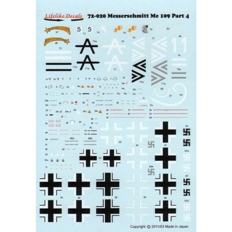 Messerschmitt BF 109 Py 4 (5) Bf 109E-3 Black A JG26 Oblt Hassemann; Bf 109G-2 Trop Black &lt;&lt; 1/JG77 Hptm Heinz Bar; Bf 109