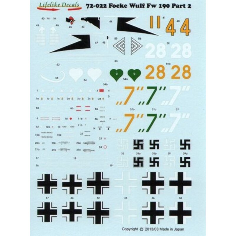 Focke Wulf Fw 190 Pt 2 (4) Fw 190A-3 Yellow 28 2/EJGr.West; Fw 190A-4 Yellow 4+I 9/JG2 Oblt Schnell; Black &lt;&lt; Maj Walter N