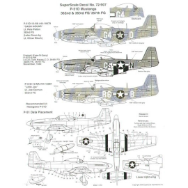 Decals North-American P-51D Mustangs 357 FG (3) 414879 G4-D `Gash Hound' Lt Pete Pellon 363 FS; 413318 C5-N `Frenesi' Lt Col.Tom