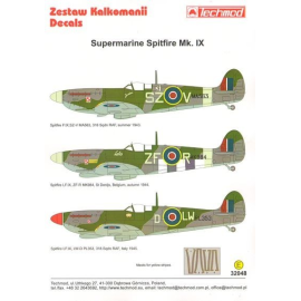 Decals Supermarine Spitfire Mk.IX (3) MA563 SZ-V 316 Sqn 1943; K984 ZF-R &acirc;?~Lola&acirc;? (TM) St Denijs, Belgium 1944 part