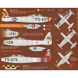 Decals Republic F-84E/G Thunderjet (3) USAF 10437/FS-437 58th FBW Col. Charles Jordan CO &acirc;?~Midnight Take Off/Ruth&acirc;?
