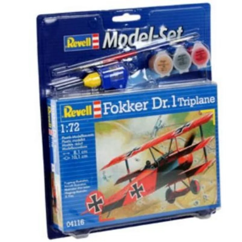 Fokker Triplane Dr.1 Set - box containing the model, paints, brush and glue