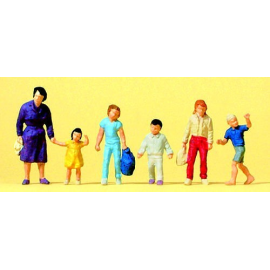 Women with children walking