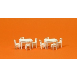 2 tables and 8 chairs white