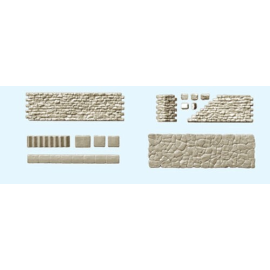 sets of walls, pavers, stone staircases 