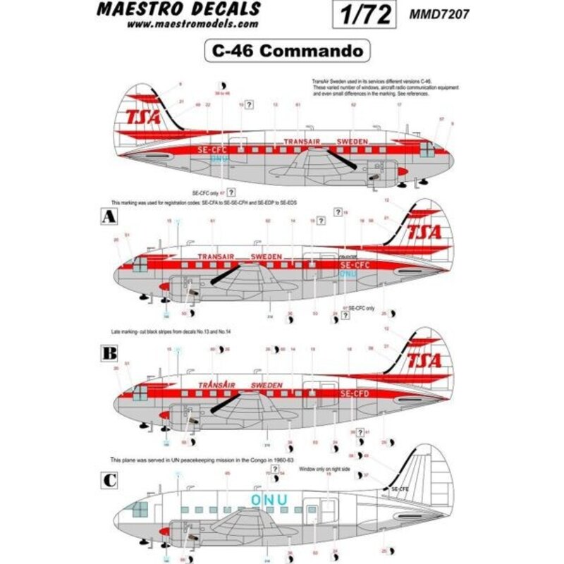 Decals Curtiss C-46 Commando decal TransAir 