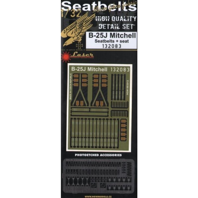 North-American B-25J Mitchell seatbelts and seat (designed to be used with Hong Kong Models kits) 